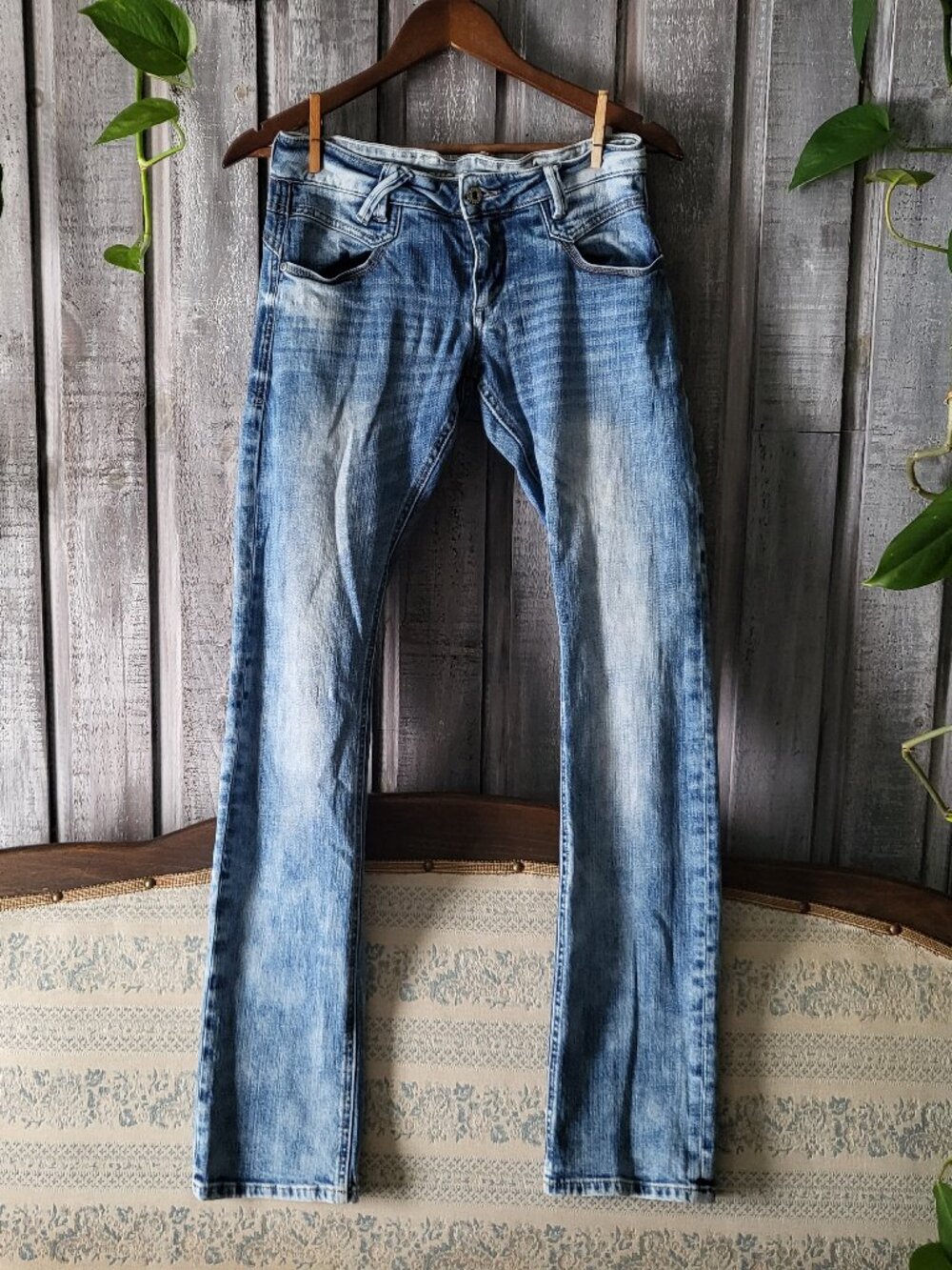 Parasuco Kiera 8CZECH Mid Rise Straight Leg Jeans 27W 34L Acid Wash
